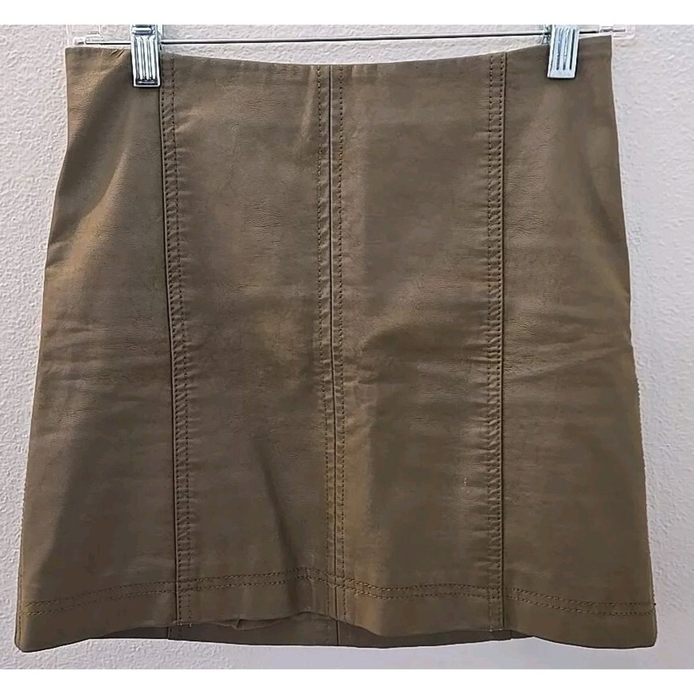 Free People Modern Femme Vegan Faux Suede Leather Mini Skirt size 0 Brown